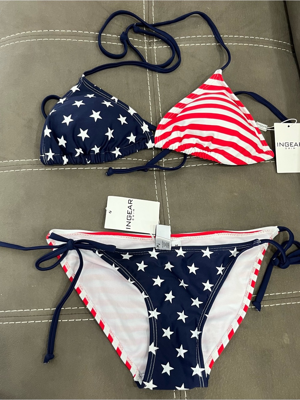 Ingear‎ Red, White & Navy Striped Star Triangle Bikini